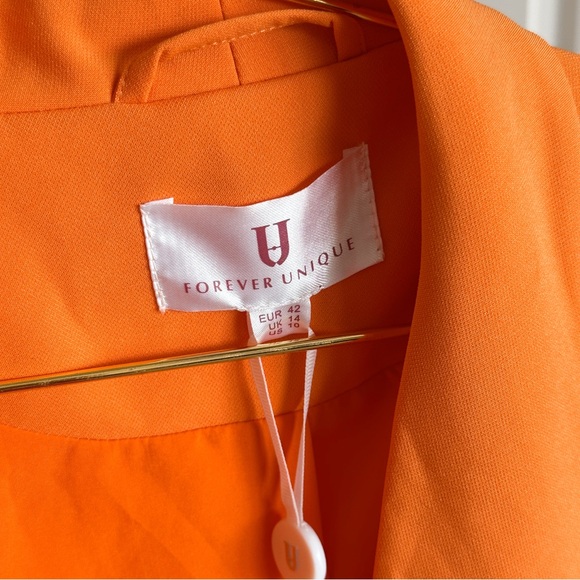 Orange Pleated Blazer Party Brunch Vacation Wedding Guest Dress - Picture 9 of 9